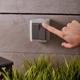 Выключатель двухклавишный открытой установки Kranz Industrial IP54 серый