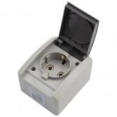 Розетка Kranz Industrial одноместная открытой установки с заземлением 2П+3 IP54 керамика серый