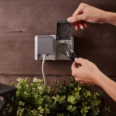 Блок из 2 розетки Kranz Industrial 2х2П+3 горизонтальный открытой установки IP54 серый