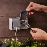 Блок из 2 розетки Kranz Industrial 2х2П+3 горизонтальный открытой установки IP54 серый