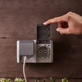 Блок из 2 розетки Kranz Industrial 2х2П+3 горизонтальный открытой установки IP54 серый