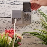 Блок из 2 розетки Kranz Industrial 2х2П+3 горизонтальный открытой установки IP54 керамика серый