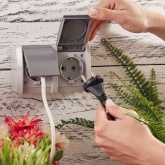 Блок из 2 розетки Kranz Industrial 2х2П+3 горизонтальный открытой установки IP54 керамика серый