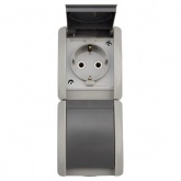 Блок из 2 розетки Kranz Industrial 2х2П+3 вертикальный открытой установки IP54 керамика серый