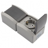 Блок из 2 розетки Kranz Industrial 2х2П+3 вертикальный открытой установки IP54 керамика серый