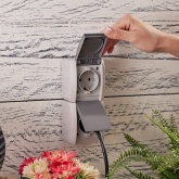 Блок из 2 розетки Kranz Industrial 2х2П+3 вертикальный открытой установки IP54 керамика серый