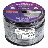 Кабель микрофонный Rexant КММ 2х0,25 экранированный черный [бухта 100м]