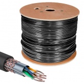Кабель витая пара Rexant SFTP 4PR 24AWG cat 5e CU outdoor/уличный черный [305м] (провод для интернета)