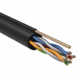 Кабель витая пара ITK неэкранированный U/UTP 4х2х24AWG cat 5e LDPE уличный с тросом 1,2 мм [305м] (провод для интернета)