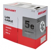 Кабель витая пара Rexant экранированный FTP 4PR 24AWG cat 5e CU серый 8 жил [305м] (провод для интернета)