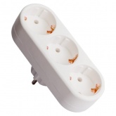 Тройник электрический линейный Rexant 16 А с заземлением белый