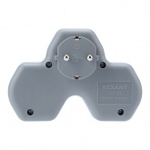 Тройник электрический Rexant 16 А с заземлением и защитными шторками, белый