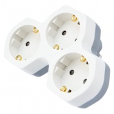 Тройник электрический Rexant 16 А с заземлением и защитными шторками, белый