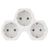 Тройник электрический Rexant 16 А с заземлением и защитными шторками, белый