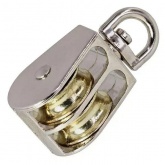 Блок для троса двойной Партнер 15мм металлический шкив (трос 5мм) оцинкованный