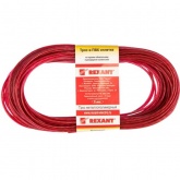 Трос стальной Rexant d2.5 мм в красной ПВХ изоляции, моток 20 метров