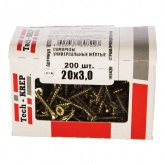 Саморез универсальный Tech-KREP 3,0х20 желтый цинк потайная головка [коробка 200шт]