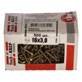 Саморез универсальный Tech-KREP 3,0х16 желтый цинк потайная головка [коробка 500шт]