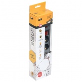 Сетевой фильтр ИЭК СФ-05К 5х2P+PE 16А выключатель с индикатором 5метров 3х1мм2 серый