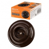 Розетка без заземления TDM Болонь 2П 10А 250В фарфор коричневый