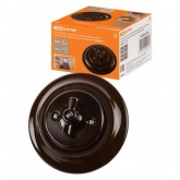 Выключатель 2-клавишный TDM Болонь с ручкой (бантик) 10А фарфор коричневый