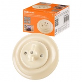 Выключатель 1-клавишный TDM Болонь с ручкой (бантик) 10А фарфор слоновая кость (бежевый)