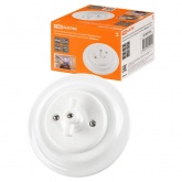 Переключатель 1-клавишный TDM Болонь с ручкой (бантик) 10А фарфор белый