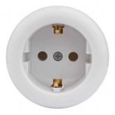 Накладная розетка с заземлением Bironi Ришелье пластик белый