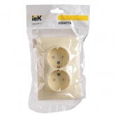 Розетка двойная 2х2P+E Schuko со шторками Generica КВАРТА 16А кремовый (РСш12-3-ККм)