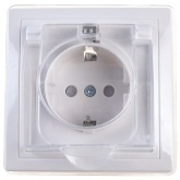 Розетка 2P+E Schuko со шторками с большой крышкой Generica КВАРТА 16А IP44 белый (РСбш11-3-ККБ-44)