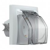 Розетка 2P+E Schuko со шторками с крышкой Generica КВАРТА 16А IP44 белый (РСбш10-3-ККБ-44)