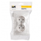 Розетка двойная 2х2P+E Schuko со шторками Generica КВАРТА 16А керамика белый (РСш12-3-КБ)