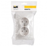Розетка двойная 2х2P+E Schuko со шторками Generica КВАРТА 16А белый (РСш12-3-КБ)