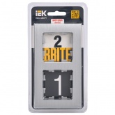 Рамка на 2 поста ИЭК BRITE металл алюминий глянец (РУ-2-1-БрА)