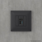 USB 3.0 розетка одинарная в стену DKC Avanti тип А-А, черный матовый