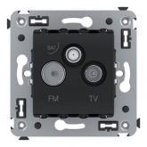 Розетка TV-FM-SAT DKC Avanti в стену, черный матовый