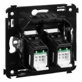 Компьютерная розетка RJ-45 в стену DKC Avanti кат.6 двойная, черный матовый