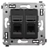 Телефонная розетка RJ-12 DKC Avanti в стену двойная черный матовый