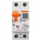 Дифференциальный автомат TDM 1П+Н C10А 30мА тип А однофазный электронный 6кА АВДТ63 (дифавтомат, АВДТ)