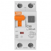 Дифференциальный автомат TDM 1П+Н C50А 300мА тип А однофазный электронный 6кА АВДТ63 (дифавтомат, АВДТ)