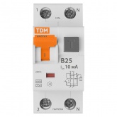 Дифференциальный автомат TDM 1П+Н В25А10мА тип А однофазный электронный 6кА АВДТ63 (дифавтомат, АВДТ)