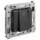 Диммер кнопочный DKC Avanti в стену универсальный 3-х проводный 3-220Вт, черный матовый