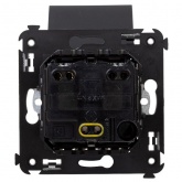 Розетка с крышкой в стену DKC Avanti 2P+E со шторками черный матовый