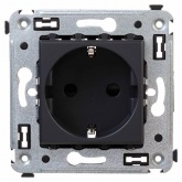 Розетка в стену DKC Avanti 2P+E со шторками черный матовый
