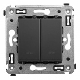 Кнопка двухклавишная в стену DKC Avanti, черный матовый