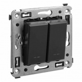 Переключатель с 3-х мест двухклавишный DKC Avanti в стену черный матовый