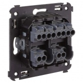 Переключатель двухклавишный в стену DKC Avanti, черный матовый