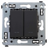 Переключатель двухклавишный в стену DKC Avanti, черный матовый