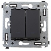 Выключатель двухклавишный в стену DKC Avanti, черный матовый