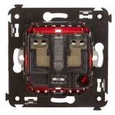 Розетка в стену, 2P+E, с з/ш, Avanti, Красный квадрат